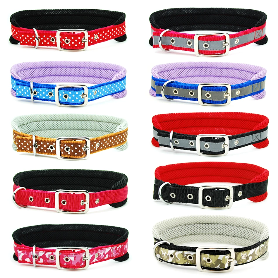 

Dog Collar Pet Adjustable Mesh Collar Reflective Polka Dot Breathable Padded Collar for Large Dogs German Shepherd