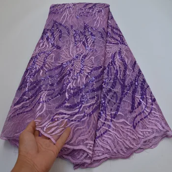 

(5yards/lot) lilac purple African net lace fabric soft French lace fabric with sequins and embroidery for beautiful dress PL253