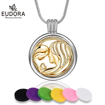 

Eudora 20 mm Aromatherapy Essential Oil Diffuser Perfume Mom Kiss baby locket necklace holds pictures jewelry X54G20