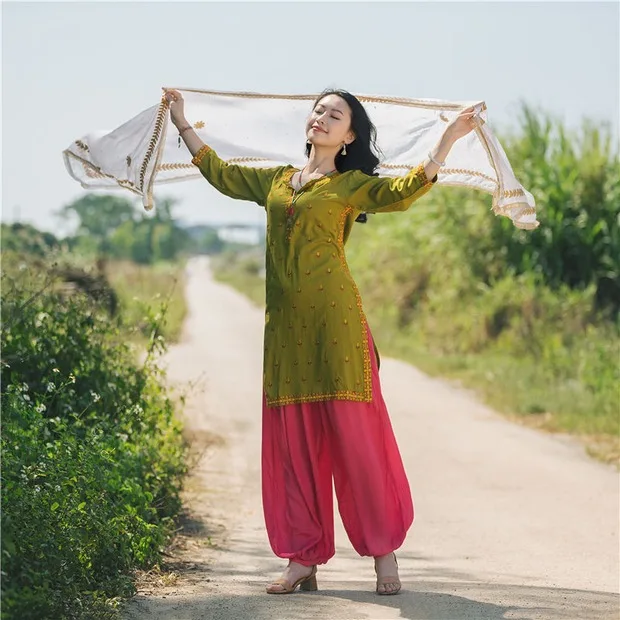 5 цветов индийский этнический стиль Женская сари Весна Лето шаль красивый большой удобный танцевальный шарф