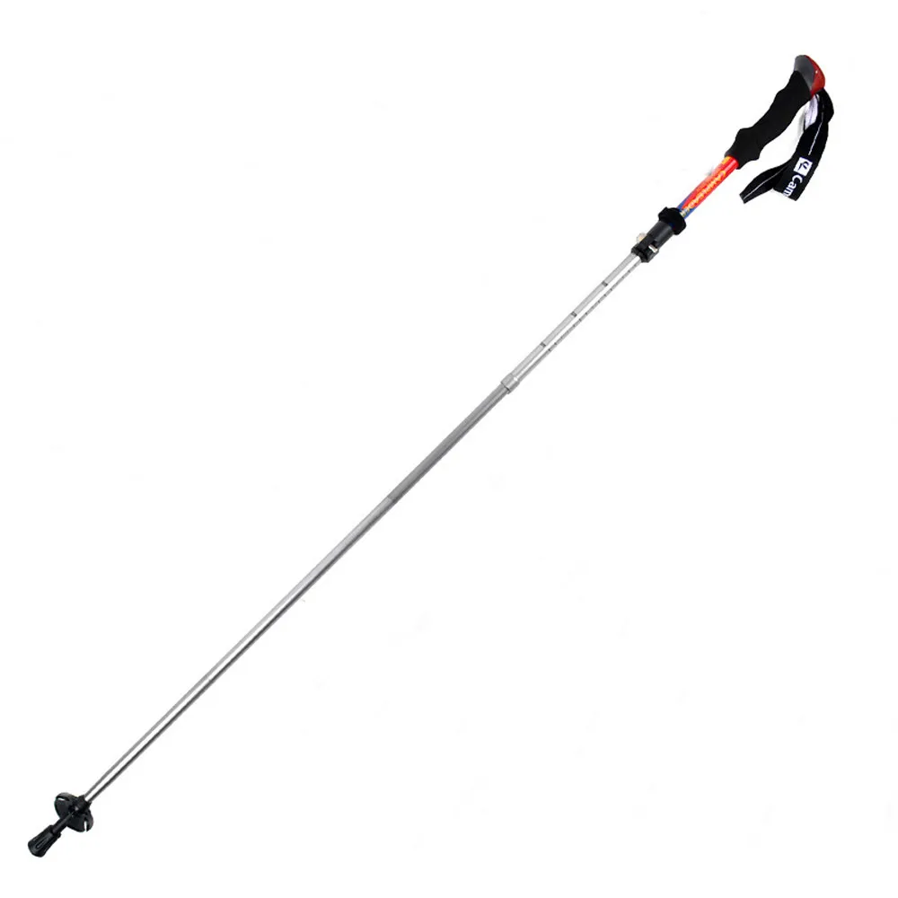 Trekking Poles Hike Walking Stick Walking Cane Fashion Foldable Aluminum Ski Camp Telescopic Baton Outdoor Hiking Poles Crutches - Цвет: Красный