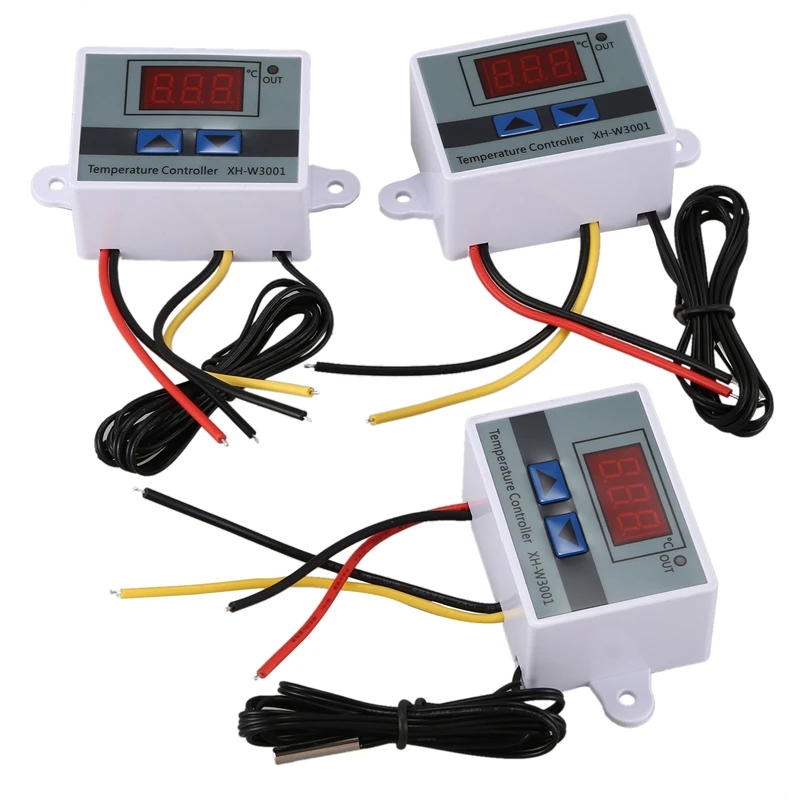 

EASY-3Pcs 220V 10A Digital LED Temperature Controller Thermostat Control Switch Probe