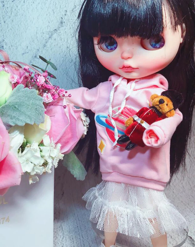 1 шт. черный, Wihte, розовая юбка в сетку Blyth Doll Cothes Barbies платье для blyth, ob24, azone, kurhn, barbies кукла 1/6 аксессуары