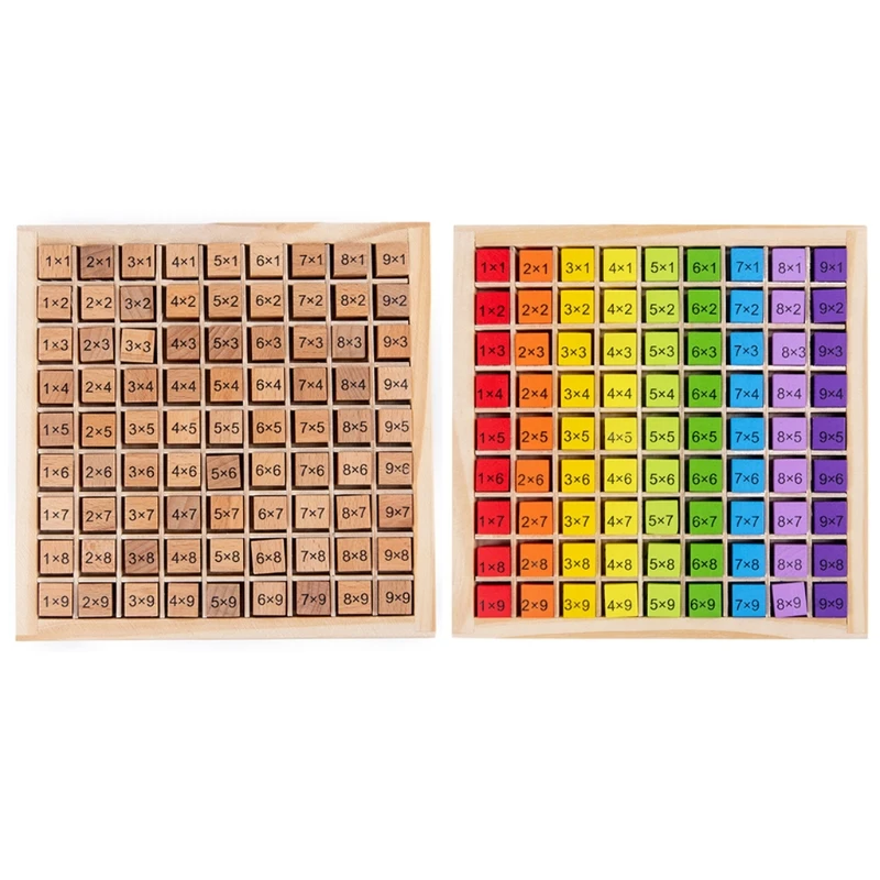 2021 New Montessori Educational Wooden Toys Kids 99 Multiplication Table Math Arithmetic