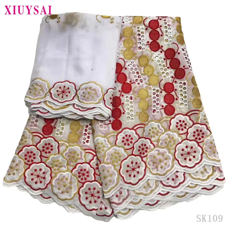 XIUYSAI, оранжевая вуаль, кружевная ткань, хлопок, высокое качество, швейцарская вуаль, кружевная ткань с камнями, африканские кружева 5+ 2 ярдов SK109