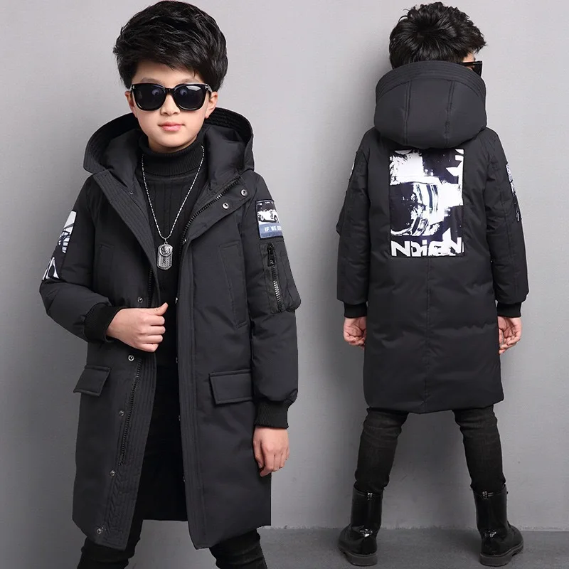 Зимняя куртка для мальчиков на морозы до 30 градусов теплая пуховая хлопковая с