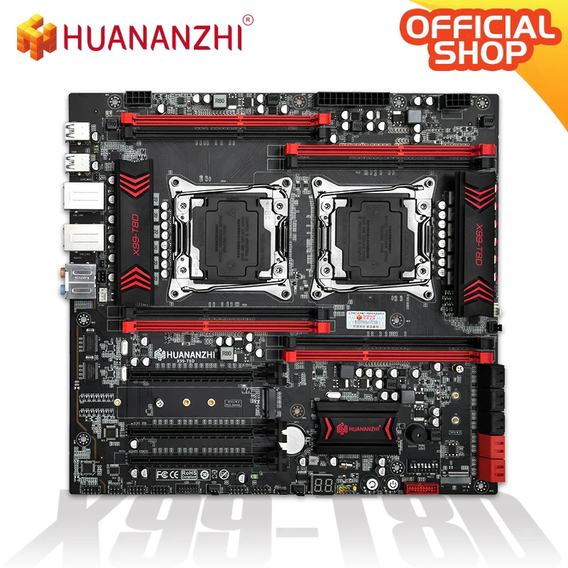 HUANANZHI X99 T8D Материнская плата Intel Dual CPU X99 LGA 2011 3 E5 V3 DDR3 RECC 256 ГБ M.2 NVME NGFF USB3.0 E ATX Серверная материнская плата| |   | АлиЭкспресс