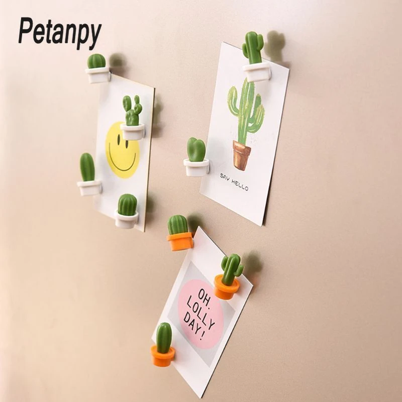 6pcs Cute Succulent Plant Button Cactus Refrigerator Message