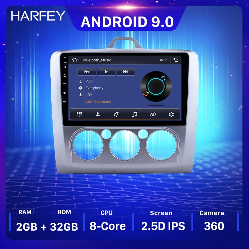Автомагнитола Harfey на Android 9 0 мультимедийный проигрыватель для Ford Focus 2 Exi MT 2004 2011 с
