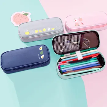 

New Pencil Case Cosmetic Bag Stationery Bag Gift Cosmetic Brush Bag Solid Color Fashion Cute Retro Makeup Bag Pencil Bag Box
