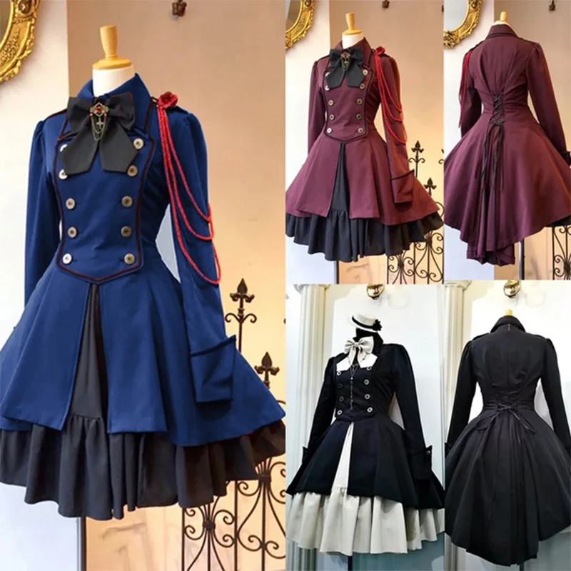 

Wish Renaissance Vintage Bow Long-Sleeve Ruffled Cosplay Dress Holiday Dresses renaissance gothic lolita lolita cosplay