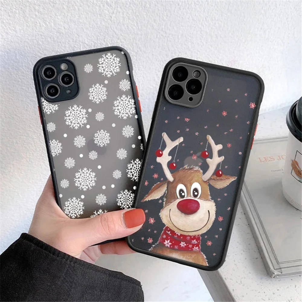 USLION Cute Christmas Santa Claus Elk Phone Case For iphone 11 12 13 Pro Max Mini XR Xs Max 7 8 Plus Hard PC Protection Cover iphone 13 phone case
