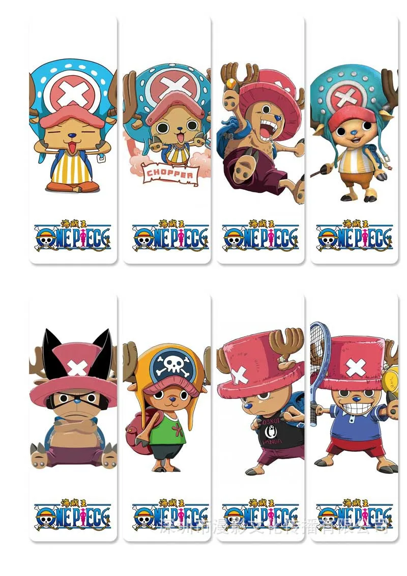 10 компл./лот Аниме ONE PIECE закладки для книг Луффи Зоро Нами и Чоппер Усопп с изображениями героев мультфильмов, модная одежда книжная Обложка из ПВХ mark офисные школьные принадлежности подарок - Цвет: H