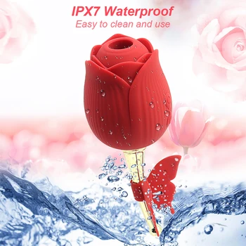 With Butterfly Rose Sucking Vibrator 2 in 1 Nipple Oral Clitoral Suction Cup G Spot High Frequency Stimulator Sex Toys for Women 5