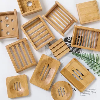 

Bamboo Wooden Soap Dish Wood Soap Case Holder for Bathroom Shower Kitchen Scrubber Rectangle & Deep Wooden