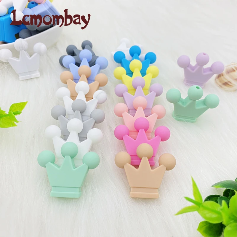 10pcs Food Grade Crown Silicone Beads Baby Teething Toys Silicone DIY Pacifier Chain Pendant Accessories Baby Teethers silicone teething toys silicone beads silicone teething beads
