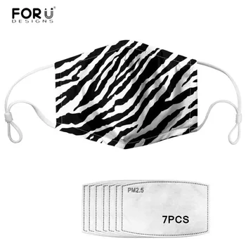 

FORUDESIGNS Animal Zebra Pattern Mouth Masks Elastic Dustproof Face Mask with 7PCS Filters for Women Men Mouth Muffle Mascaras