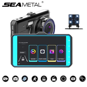 4 インチ 1080 1080p車dvrタッチスクリーンダッシュカム自動dvrデュアルレンズカメラ車dashcam広角ビデオレコーダーナイトビジョンモニター