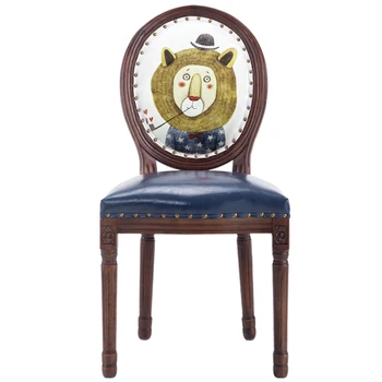 

American dining chair retro solid wood oak home nordic armchair coffee shop club western fabric leisure chair