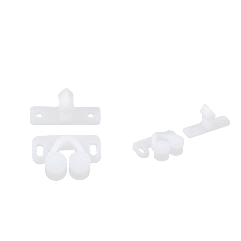 2xWhite Spring Loaded Twin Roller Catch Cupboard Door Latch For Caravan Boat