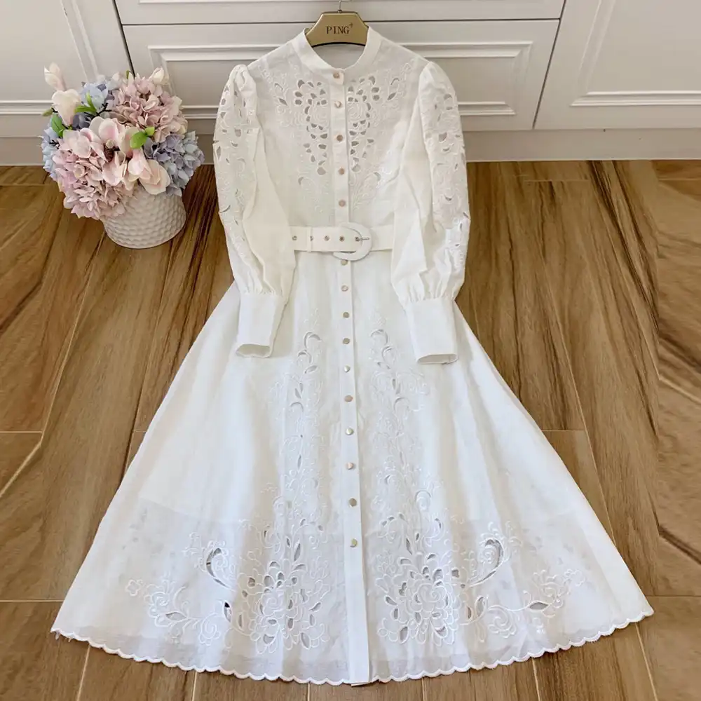 long white linen dress