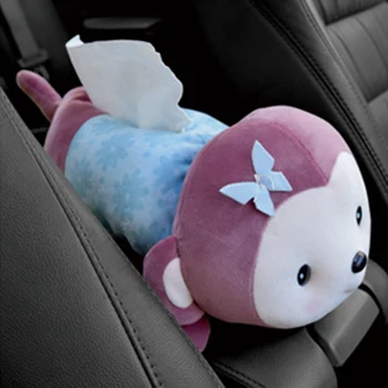 

Car Armrest Tissue Box Plush Animals Money Dog Frog Washable Auto Seat Back Napkin Paper Holder Interior Accessories