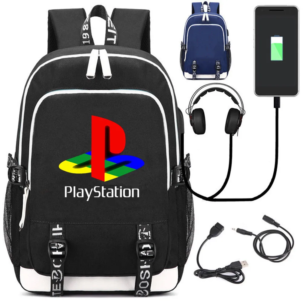 Детский холщовый рюкзак для playstation usb зарядка школьная сумка ps4 Музыкальный Рюкзак Сумка через плечо дорожная сумка для ноутбука рюкзак