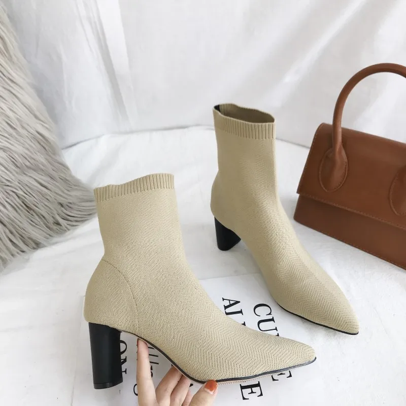 Pointy Boot High Heel Boots Women's Low Shoes Bootee Woman Luxury Designer Summer Booties Clogs Platform Lace Up Pointe