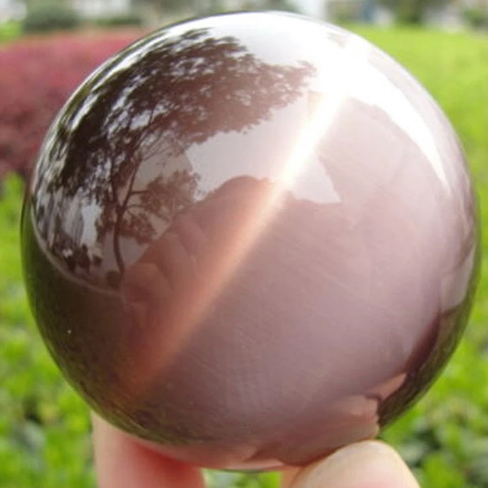 40mm Natural Rare Quartz Purple Cat Eye Crystal Healing Ball Sphere Office Home Decor
