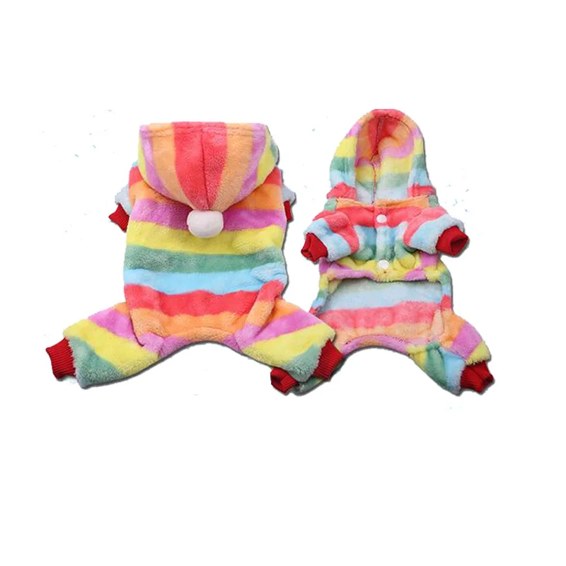 Rainbow Pawstrip, одежда для маленьких собак, теплый зимний комбинезон для собаки, мягкая флисовая толстовка для щенка, осенняя одежда для собак, одежда для плюшевого померанского XS-XXL - Цвет: Rainbow