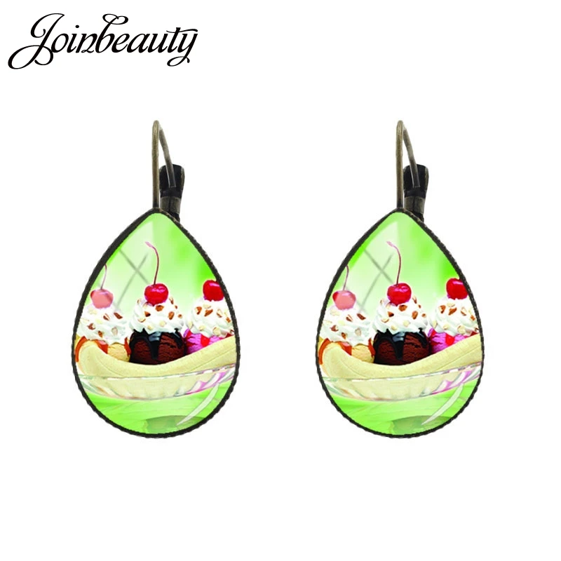 FD44 JOINBEAUTY вишня вкусные серьги с пищевыми продуктами шоколадное мороженое фото слеза клип серьги аксессуары ювелирные изделия Винтаж FD30 - Окраска металла: FD44