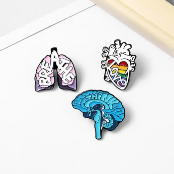 

Human organs creative brain heart brave hearts enamel pins brooch for Man woman Punk Lapel pin badges organ Anatomy jewelry gift