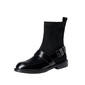 

New women's booties leather flat Martin boots Knight boots 2019 autumn and winter fashion handmade black women's shoes