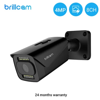 

Brillcam 4MP HD POE IP Camera Micro SD Recording AI Microphone IP67 Waterproof Night Vision Cam Home Security Surveillance