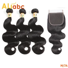 Aliabc пряди с закрытием, перуанские волнистые волосы, не Реми, волнистые пряди с закрытием, человеческие волосы, пряди с закрытием