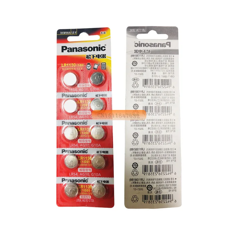 PANASONIC LR54 189 AG10 L1131 SR1130 G10 V10GA 389 щелочные кнопочные батареи для монет 10 шт.|Батарейки|