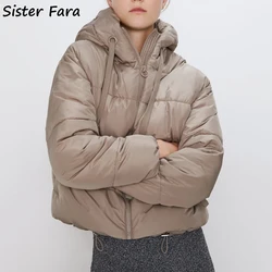 Sister Fara 2022 Winter Hooded Parkas Women Warm Down Jacket Thicken Cotton Padded Jacket Female Solid Casual Puffer Jacket Coat
