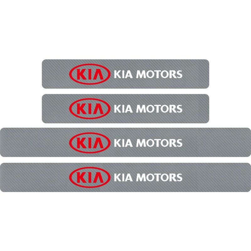 Серебристый 4 шт. наклейки на порог двери автомобиля для Kia Rio 3 4 K2 K3 X-Line автомобильный порог Накладка на педаль Накладка авто аксессуары - Название цвета: Серебристый