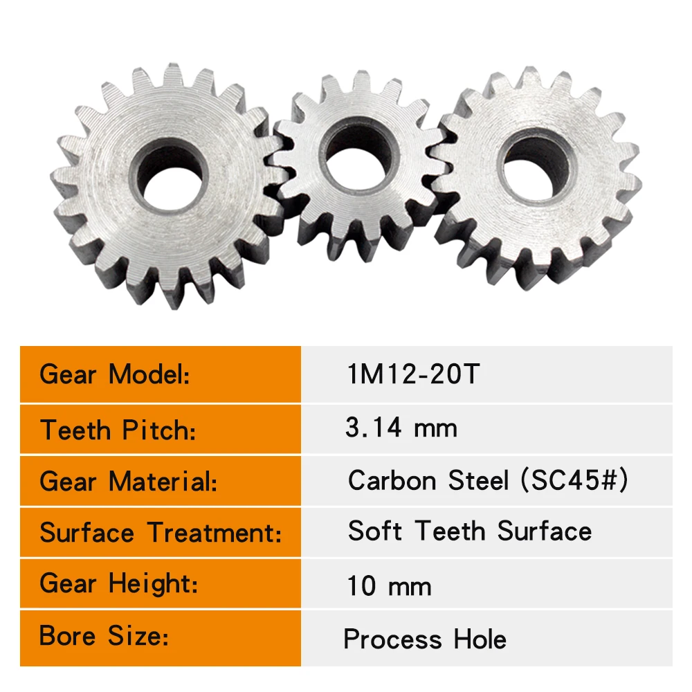 Electric Bike Gear Motor Gear Transmission Gear Electric Chain Saw Gear Cassette Deck Tape Gear 1 Piece Spur Gear 1M-12T/13T/14T/15T/16T/17T/18T/19T/20T SC45# Carbon Steel Material Cylindrical Gear Transmission Accessories
