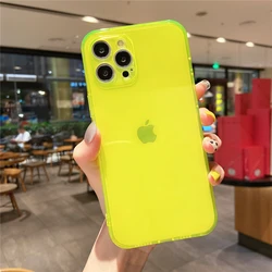 Vibrant Neon Clear Candy Color Silicone Case - Slim & Soft Design for iPhone 11 (Yellow)