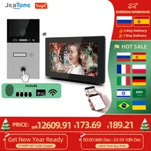 Jeatone – visiophone sans fil TUYA avec écran de 7 pouces, wi fi, IP, interphone vidéo pour appartement, moniteur 1F, sonnette d'extérieur, avec lecteur d'empreinte digitale et carte rfi