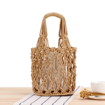 

Ladies 2020 Bag Retro Fashion Hollow Woven Bag Women's Handbag Casual Female Bag Beach Bag Women Bucket Bag