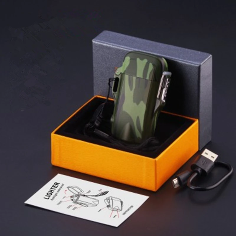 Портативная плазменная зажигалка с камуфляжным принтом USB импульсно дуговая