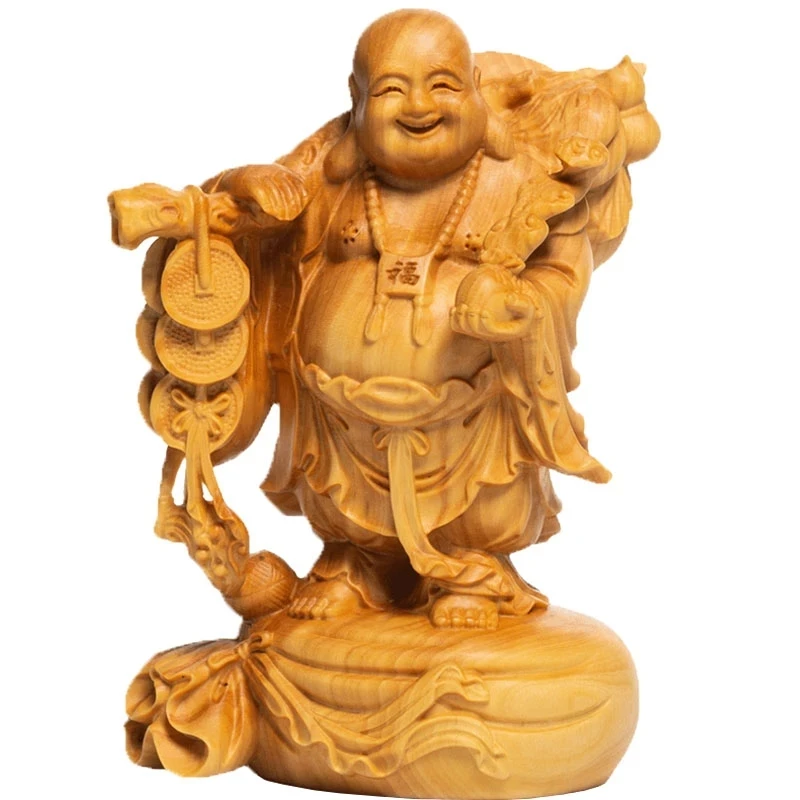 

Самшит 10 13 15 см скульптура Maitreya резьба по дереву статуэтки смеющегося Будды домашний декор
