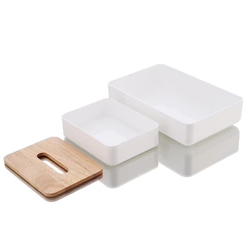 

Removable Plastic Tissue Box Oak Cover Napkin Box Home Storage Box Decoration