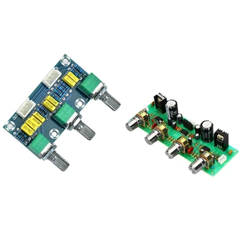 

1Pcs Tube Amplifiers Preamp Tone Board 3-Channel Subwoofer 2.1 & 1Pcs 12V NE4558 HIFI Preamp Tone Board