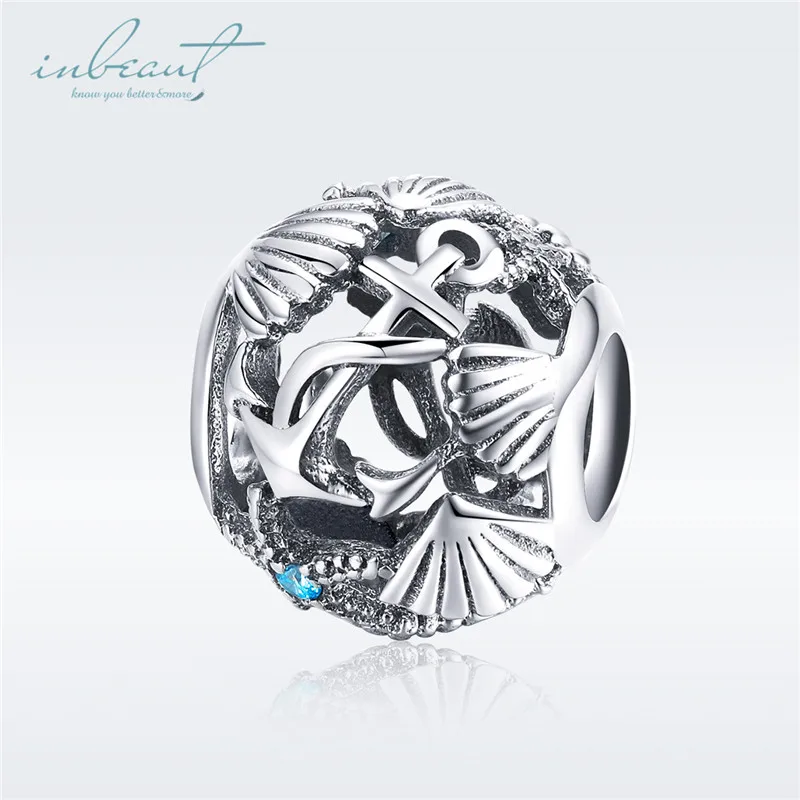 

S925 Sterling Silver fit Pandora Bracelet European Artistic Sea Fish Shell Beads Original Design 925 Nautical Adventure Charms