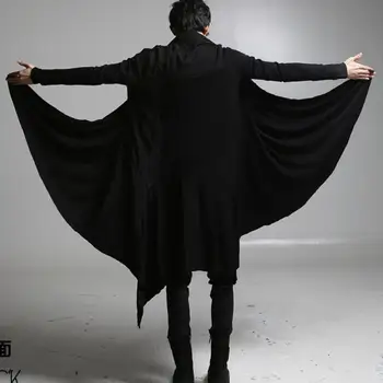 

Men winter gothic hip hop trench coat punk long coat man vintage hooded cloak summer harajuku sleeveless jacket 6XL