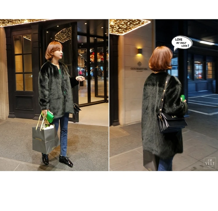 Manteau femme hiver, Женское пальто из искусственного меха,, элегантное пальто из искусственного меха норки, зимняя одежда размера плюс, черное пальто из искусственного меха J400