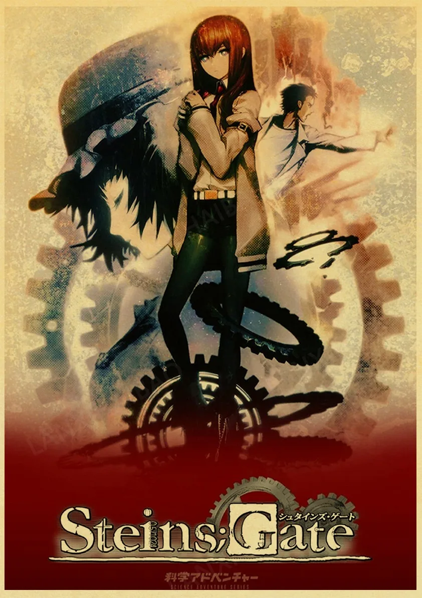 Classic Anime Steins Gate Poster Retro Kraft Paper Cartoon Game Posters Wall Art Decor Living Room Bar Cafe Decoration Painting Painting Calligraphy Aliexpress